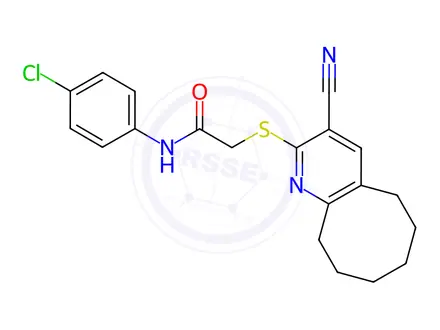 Chemical structure of N-(4-Chlorophenyl)-2-({3-cyano-5H,6H,7H,8H,9H,10H-cycloocta[b]pyridin-2-yl}sulfanyl)acetamide