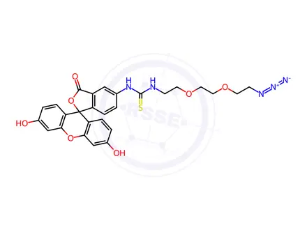 Chemical structure of Thiourea, N-[2-[2-(2-azidoethoxy)ethoxy]ethyl]-N′-(3′,6′-dihydroxy-3-oxospiro[isobenzofuran-1(3H),9′-[9H]xanthen]-5-yl)