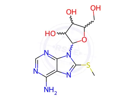 Chemical structure of Adenosine,8-(methylthio)-(7CI,8CI,9CI)