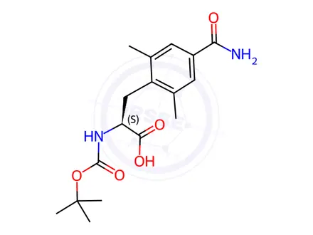 Chemical structure of (S)-2-(Boc-Amino)-3-(4-carbamoyl-2,6-dimethylphenyl)propanoic Acid