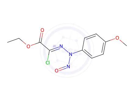 Chemical structure of (Z)-ethyl 2-chloro-2-(2-(4-methoxyphenyl)-2-nitrosohydrazono)acetate