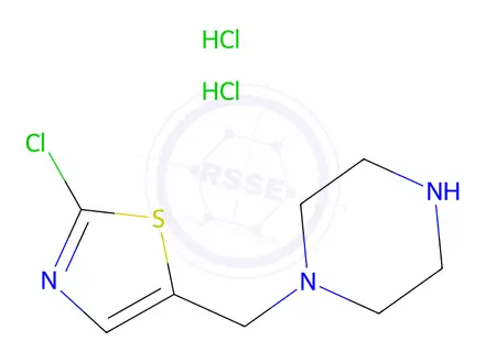 Chemical structure of 1-(2-Chloro-thiazol-5-ylmethyl)-piperazine dihydrochloride