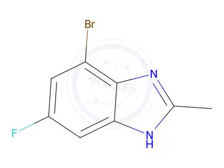 Chemical structure of 7-bromo-5-fluoro-2-methyl-1H-benzimidazole