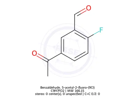 Chemical structure of Benzaldehyde, 5-acetyl-2-fluoro-(9CI)