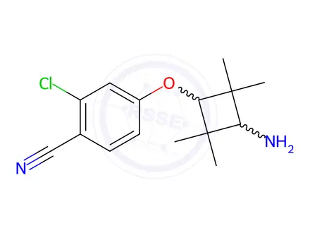 Chemical structure of 4-​[(trans-​3-​amino-​2,​2,​4,​4-​tetramethylcyclobuty​l)​oxy]​-​2-​chloro-Benzonitrile