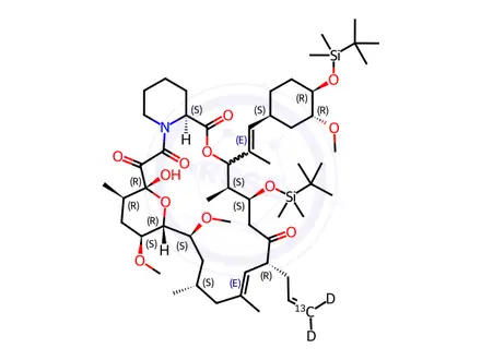 Chemical structure of 24,32-Bis-O-(tert-butyldimethylsilyl)-FK-506-13C, D2 (Major)