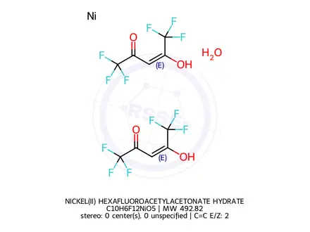 Chemical structure of NICKEL(II) HEXAFLUOROACETYLACETONATE HYDRATE