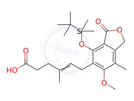 Chemical structure of 4’-tert-Butyldimethylsilylmycophenolic Acid