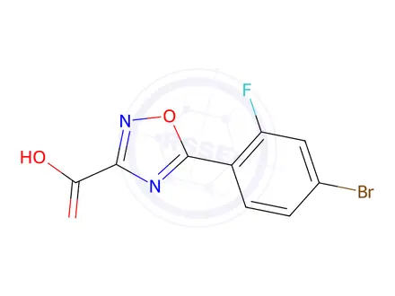 Chemical structure of 5-(4-Bromo-2-fluorophenyl)-1,2,4-oxadiazole-3-carboxylic acid