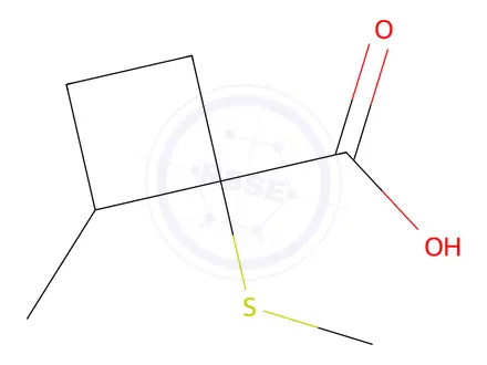 Chemical structure of 2-Methyl-1-(methylthio)cyclobutane-1-carboxylic acid