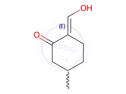 Chemical structure of Cyclohexanone, 2-(hydroxymethylene)-5-methyl-, (E)-(9CI)