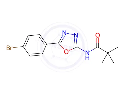 Chemical structure of N-(5-(4-Bromophenyl)-1,3,4-oxadiazol-2-yl)pivalamide