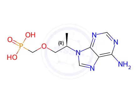 Chemical structure of (R)-((2-(6-amino-9H-purin-9-yl)propoxy)methyl)phosphonic acid