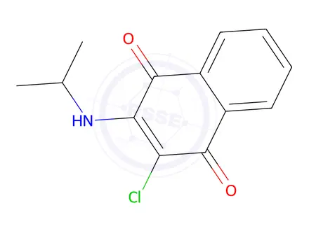 Chemical structure of 2-Chloro-3-(isopropylamino)naphthalene-1,4-dione