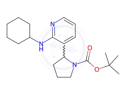 Chemical structure of tert-Butyl 2-(2-(cyclohexylamino)pyridin-3-yl)pyrrolidine-1-carboxylate