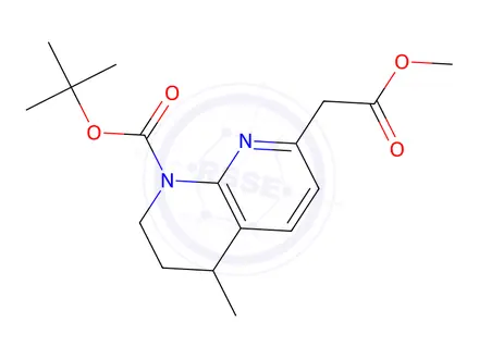 Chemical structure of tert-Butyl 7-(2-methoxy-2-oxoethyl)-4-methyl-3,4-dihydro-1,8-naphthyridine-1(2H)-carboxylate