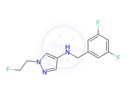 Chemical structure of N-(3,5-difluorobenzyl)-1-(2-fluoroethyl)-1H-pyrazol-4-amine