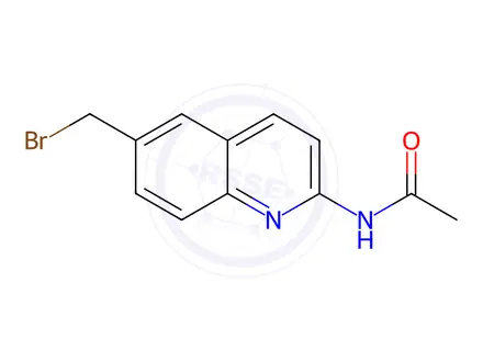 Chemical structure of N-(6-(bromomethyl)quinolin-2-yl)acetamide