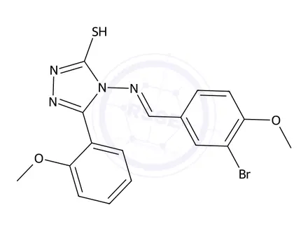 Chemical structure of 4-((3-Bromo-4-methoxybenzylidene)amino)-3-(2-methoxyphenyl)-1H-1,2,4-triazole-5(4H)-thione