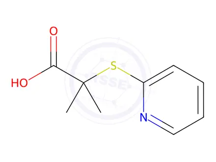 Chemical structure of Propionic acid, 2-methyl-2-(2-pyridylthio)-(8CI)