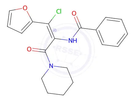 Chemical structure of (Z)-N-(1-Chloro-1-(furan-2-yl)-3-oxo-3-(piperidin-1-yl)prop-1-en-2-yl)benzamide