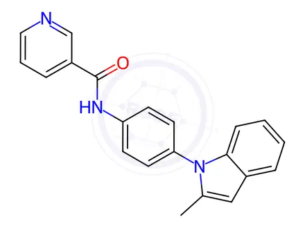 Chemical structure of N-(4-(2-Methyl-1H-indol-1-yl)phenyl)nicotinamide