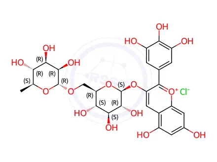 Chemical structure of Delphinidin-3-O-rutinoside chloride