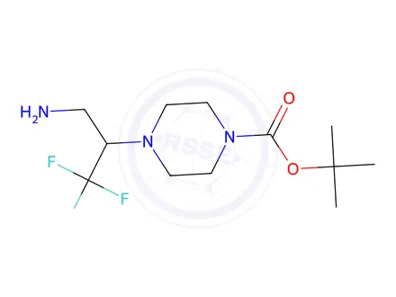 Chemical structure of tert-Butyl 4-(3-Amino-1,1,1-trifluoropropan-2-yl)piperazine-1-carboxylate
