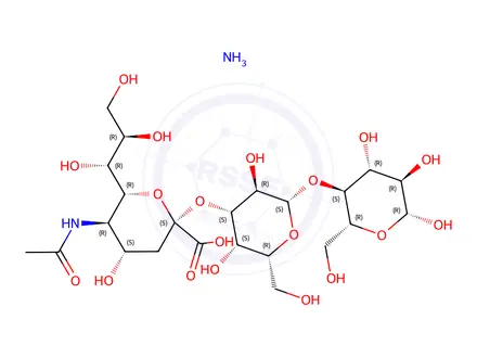 Chemical structure of alpha-d-Glucopyranose, O-(N-acetyl-alpha-neuraminosyl)-(2->3)-O-beta-d-galactopyranosyl-(1->4)-, monoammonium salt