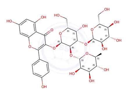 Chemical structure of kaempferol 3-glucosyl(1-3)rhamnosyl(1-6)galactoside
