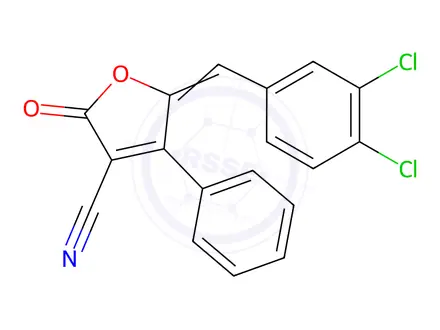 Chemical structure of 5-[(3,4-Dichlorophenyl)methylene]-2-oxo-4-phenyl-2,5-dihydro-3-furancarbonitrile