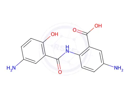 Chemical structure of 5-Amino-2-((5-amino-2-hydroxybenzoyl)amino)benzoic Acid