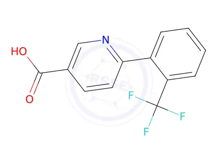 Chemical structure of 3-Pyridinecarboxylic acid, 6-[2-(trifluoromethyl)phenyl]-