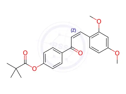 Chemical structure of 4-[(2Z)-3-(2,4-Dimethoxyphenyl)prop-2-enoyl]phenyl 2,2-dimethylpropanoate