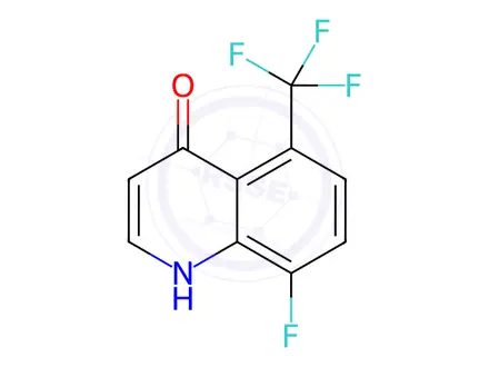 Chemical structure of 8-Fluoro-5-(trifluoromethyl)quinolin-4-ol