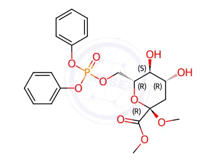 Chemical structure of Methyl (Methyl 3-Deoxy-D-arabino-heptulopyranosid)onate-7-(diphenyl Phosphate)