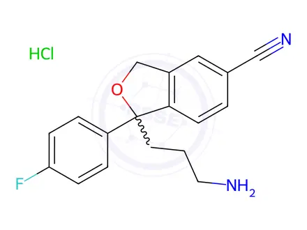 Chemical structure of Rac Didemethyl Citalopram Hydrochloride