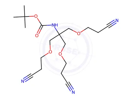 Chemical structure of Carbamic acid, N-[2-(2-cyanoethoxy)-1,1-bis[(2-cyanoethoxy)methyl]ethyl]-, 1,1-dimethylethyl ester