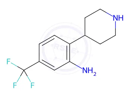Chemical structure of 2-(piperidin-4-yl)-5-(trifluoromethyl)aniline