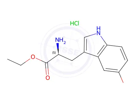 Chemical structure of Ethyl (S)-2-amino-3-(5-hydroxy-1H-indol-3-yl)propanoate hydrochloride