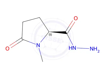 Chemical structure of L-Proline, 1-methyl-5-oxo-, hydrazide (9CI)