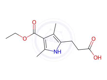 Chemical structure of 3-[4-(Ethoxycarbonyl)-3,5-dimethyl-1H-pyrrol-2-yl]propanoic acid