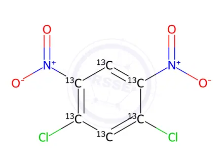 Chemical structure of 4,6-Dichloro-1,3-dinitrobenzene-13C6