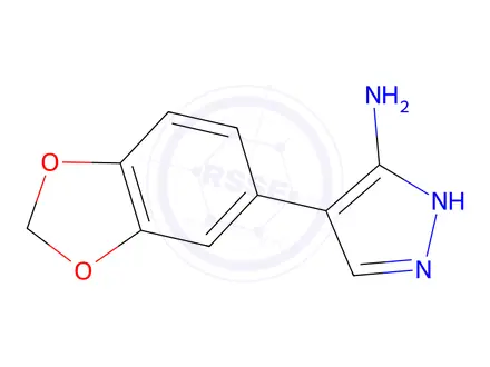 Chemical structure of 4-(2H-1,3-benzodioxol-5-yl)-1H-pyrazol-5-amine