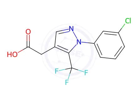 Chemical structure of 2-[1-(3-chlorophenyl)-5-(trifluoromethyl)-1H-pyrazol-4-yl]acetic acid