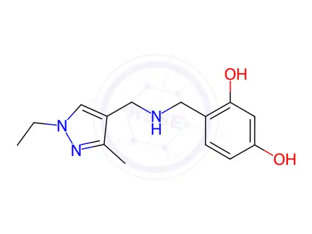 Chemical structure of 4-({[(1-ethyl-3-methyl-1H-pyrazol-4-yl)methyl]amino}methyl)benzene-1,3-diol