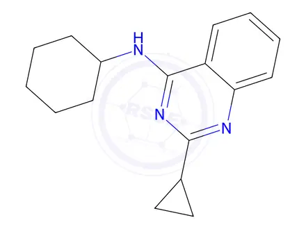 Chemical structure of 4-Quinazolinamine, N-cyclohexyl-2-cyclopropyl-