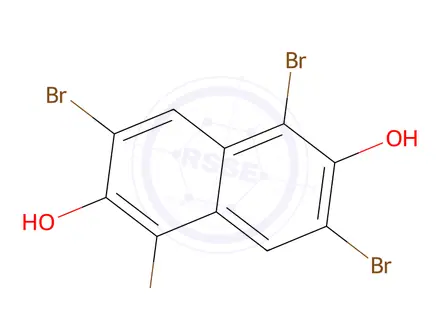 Chemical structure of 1,3,5,7-tetrabromo-2,6-naphthalenediol