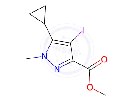 Chemical structure of Methyl 5-cyclopropyl-4-iodo-1-methyl-1H-pyrazole-3-carboxylate
