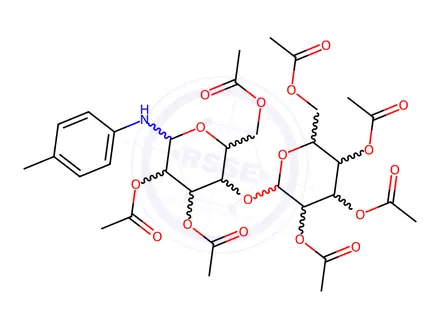 Chemical structure of N-(4-Methylphenyl)-4-O-(2-O,3-O,4-O,6-O-tetraacetyl-β-D-galactopyranosyl)-2-O,3-O,6-O-triacetyl-D-glucopyranosylamine